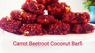 Carrot Beetroot Coconut Barfi / Carrot Beetroot Coconut Burfi