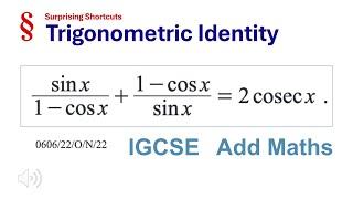 Surprising Shortcuts – Trigonometric Identity | IGCSE Add Maths 2022 Paper | 1080HD