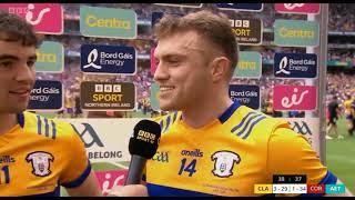 MARK RODGERS + SHANE O'DONNELL TALK TO MARK SIDEBOTTOM AFTER CLARE V CORK 2024 HURLING FINAL