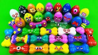 Rainbow Eggs SLIME: Looking Numberblocks, Alphablocks, Alphabet Lore Dinosaur Eggs, Bones Coloring