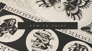 Relaxing / HOW TO PAINT TATTOO FLASH / AMERICAN TRADITIONAL / Learn to Paint