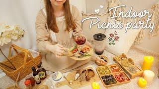ASMR Cozy Indoor Picnic & Home Party with You sangria, bruschetta, smoothie bowl, fruit tea