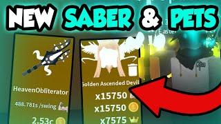 GETTING NEW BEST SABER & PETS!!! | - Roblox Saber Simulator