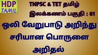 ஒலி வேறுபாடையறிந்து சரியான பொருளை அறிதல்/TNPSC group exams-2,2a,4 tet/@hdp_tamil_