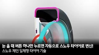 눈 올 때 버튼 하나만 누르면 자동으로 스노우 타이어로 변신! | 스노우 체인 일체형 타이어 기술