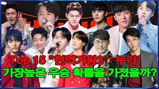 Top 15 "현역가왕2": 누가 가장높은 우승 확률을 가졌을까?