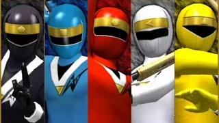 Ninja Sentai Kakuranger all Megazord transformation (all mecha) [Mighty Morphin Alien Rangers]
