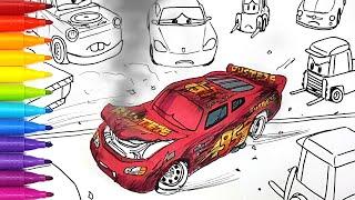 Draw CARS 3 LIGHTNING McQUEEN's Crash Behind The Scene . Drawing and Coloring Pages | Tim Tim TV