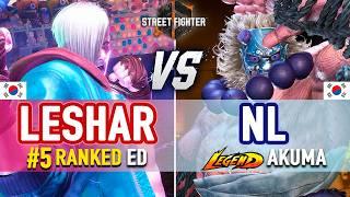 SF6  LeShar (#5 Ranked Ed) vs NL (Akuma)  SF6 High Level Gameplay