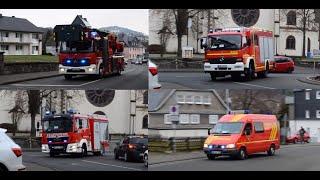 Neue DLK | Carportbrand | Löschzug Bigge-Olsberg auf Einsatzfahrt mit neu und Leihfahrzeugen