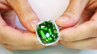 Burmese Peridot Ring at 21.14 carats by Kat Florence. KF06483