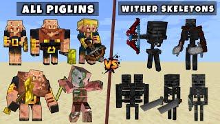 All Piglins vs All Wither Skeletons - Mutant & Titan Warden vs Mutant Titan Wither Skeleton