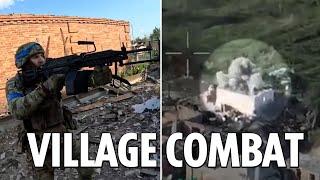 Ukrainian troops in intense firefight as they battle to push Russians from demolished village