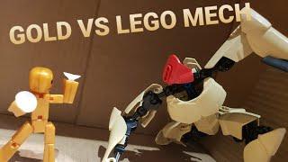 GOLD STIKBOT VS LEGO MECH [PART 1] #stikbot #stikbotcentral #lego #legorobot