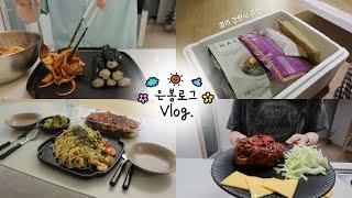 Vlog-다치기전 나의 일상들.../컬리 추천템/집에서 요리하는 일상(충무김밥&육회&라따뚜이&명란파스타&샐러리장아찌&함박스테이크)️