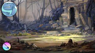 Landscape Digital Painting in Krita - Some ruins - Timelapse