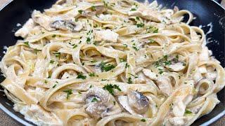 Most delicious fettuccine Alfredo pasta ever! You will make it every day! Quick and easy recipe!