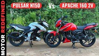 New Bajaj Pulsar N150 Vs Apache 160 2V BT Comparison | Kaun Best Hai??