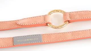 suede leather dog leash by william walker - coral x sea salt - limited edition