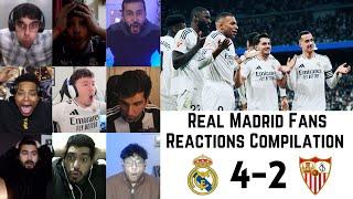 Real Madrid Fans and Others Crazy Reactions to REAL MADRID 4-2 SEVILLA | La Liga GW 18 | 22-12-2024