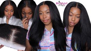 THE BEST NATURAL LOOKING WIG! NEW PRE BLEACHED HD LACE GLUELESS KINKY STRAIGHT WIG | BGMGIRL HAIR