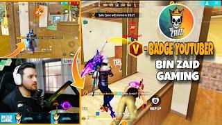 BIN ZAID GAMING In My Game | V Badge YouTuber In My Game | Master Push Free Fire@binzaidfreefire