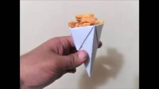 origami popcorn cone - origami for beginners