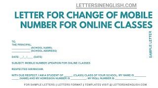 Application for Change Of Mobile Number In School for Online Classes - Letter to Principal Format