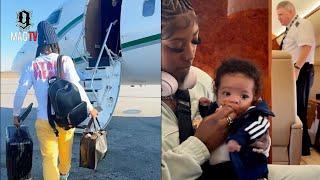 T.I. & Tiny Takes Grandson King Jr. On His 1st Private Jet Flight During Family Vacation! 