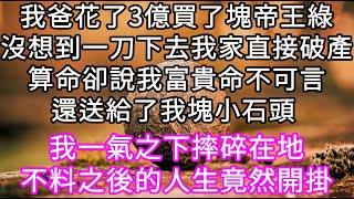 我爸花3億買了塊帝王綠沒想到一刀下去我家直接破產！算命卻說我富貴命不可言還送給了我塊小石頭 我一氣之下摔碎在地不料之後的人生竟然開掛 #心書時光 #為人處事 #生活經驗 #情感故事 #唯美频道 #爽文