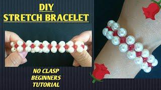 DIY || BEADED BRACELET WITH ELASTICJEWELRY MAKING