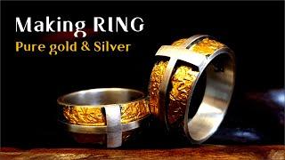 Handmade couple RINGs made of Silver and Gold