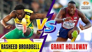 Battle of The Men’s 110m Hurdlers Rasheed Broadbell Vs Grant Holloway In Budapest World Championship