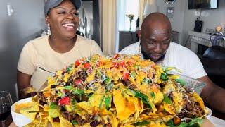 A PLATTER FULL OF CHEESY DELICIOUS NACHOS || FAMILY TIME || MUKBANG EATING SHOW ||