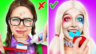  De Nerd à Super-Héroïne de Beauté ‍️ La MÉTAMORPHOSE EXTRÊME de Nerd à Harley Quinn 