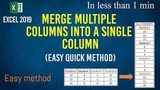 Easy way to merge date from multiple columns into a single column - Excel 2019