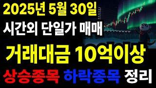 주식 시간외거래 시간외단일가매매 2025년5월30일 주식브리핑 시간외단일가 매매 거래대금 10억이상 #주식 #주린이공부 #투자