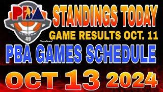 PBA Standings today as of October 11, 2024 | Pba Game results | Pba schedules October 13, 2024