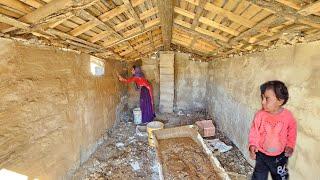 Lonely nomadic woman: The art of plastering in her mountain hut