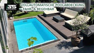 Vollautomatische Poolabdeckung - fahr- & begehbar mit stabilem Alusystem