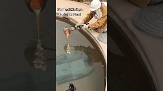 Pouring molten metal into swimming pool #physics #metal