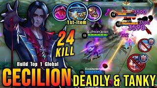 Deadly & Tanky!! Real Monster Midlane Cecilion Insane 24 Kills - Build Top 1 Global Cecilion ~ MLBB