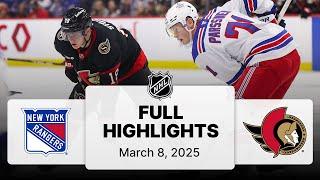 NHL Highlights | Rangers vs. Senators | March 08, 2025