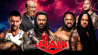 Roman Reigns & CM Punk VS The Final Boss Rock Solo Sikoa & Jacob Fatu WWE Raw  Handicap Full Match