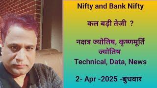 Nifty, Bank Nifty, Prediction by Financial / KP Astrology, technical, data, news for date- 2 Apr