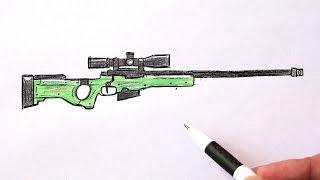 How to draw  AWP sniper weapon step by step easy | Ehedov Elnur