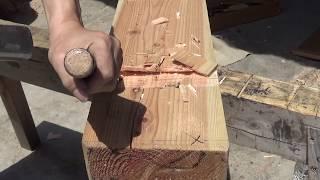 Step by step making Japanese Joinery - Ari Shiguchi (part 1)宮大工が職人技で教える初心者のための蟻仕口の作り方動画１