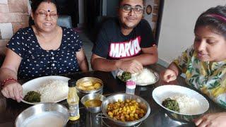 Family Lunch Eating Show | Rice,Kolmi Sak, Dim Vapa, Aloo Vaja | Poulami Eating Show | Homemade Food