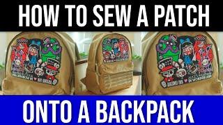 TRY THIS: SEW A PATCH ONTO A BACKPACK // iron-on patch strengthened with sewing - easy to do method.