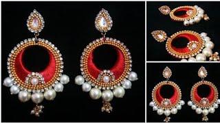 How To Make Designer Bridal Pearls Earrings | Chandbaali Earrings | Silk Thread Chand bali Making